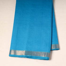 Blue - handloom cotton mangalagiri fabric with zari border