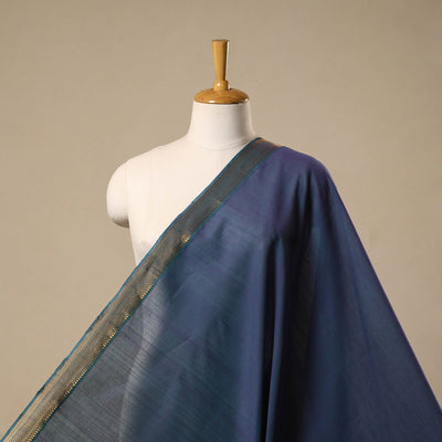 Blue - handloom cotton mangalagiri fabric with zari border