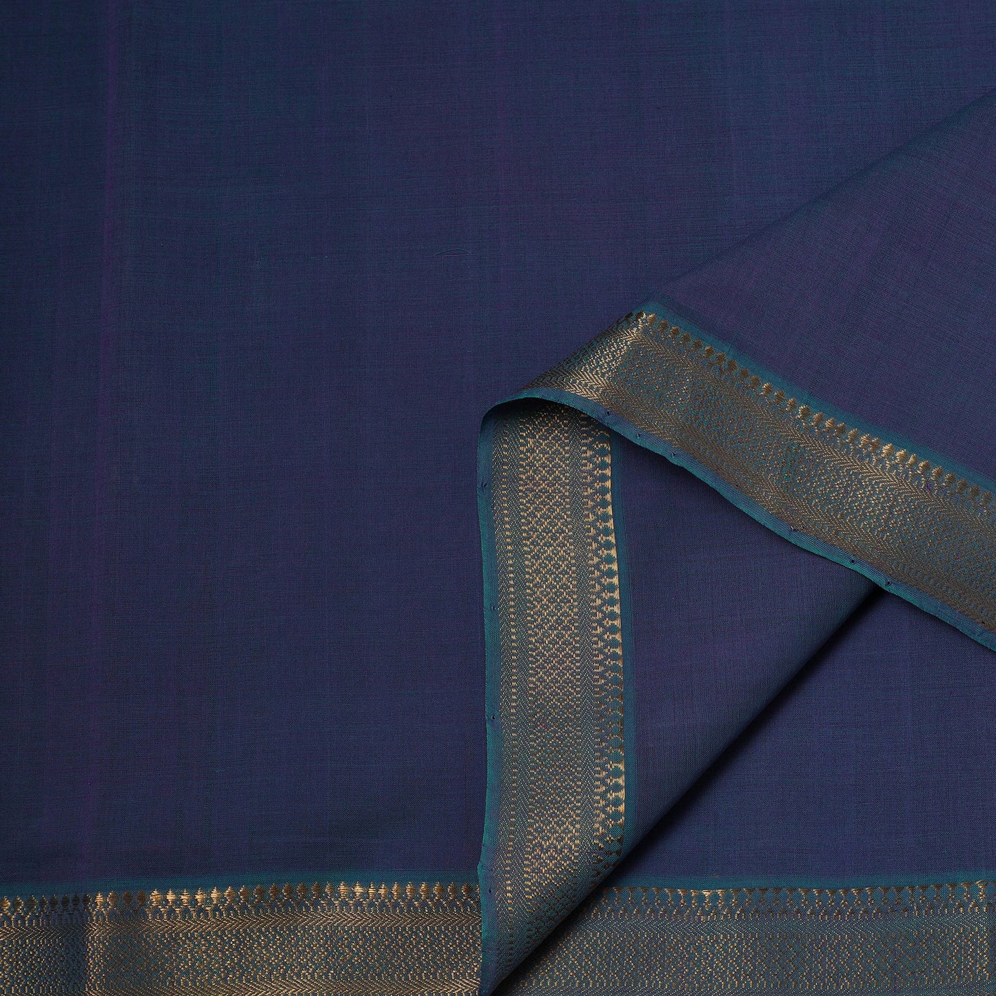Blue - handloom cotton mangalagiri fabric with zari border