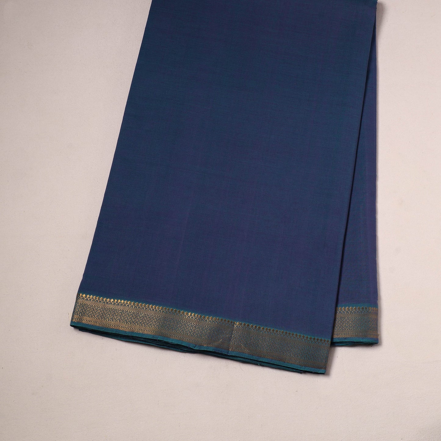 Blue - handloom cotton mangalagiri fabric with zari border