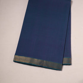 Blue - handloom cotton mangalagiri fabric with zari border