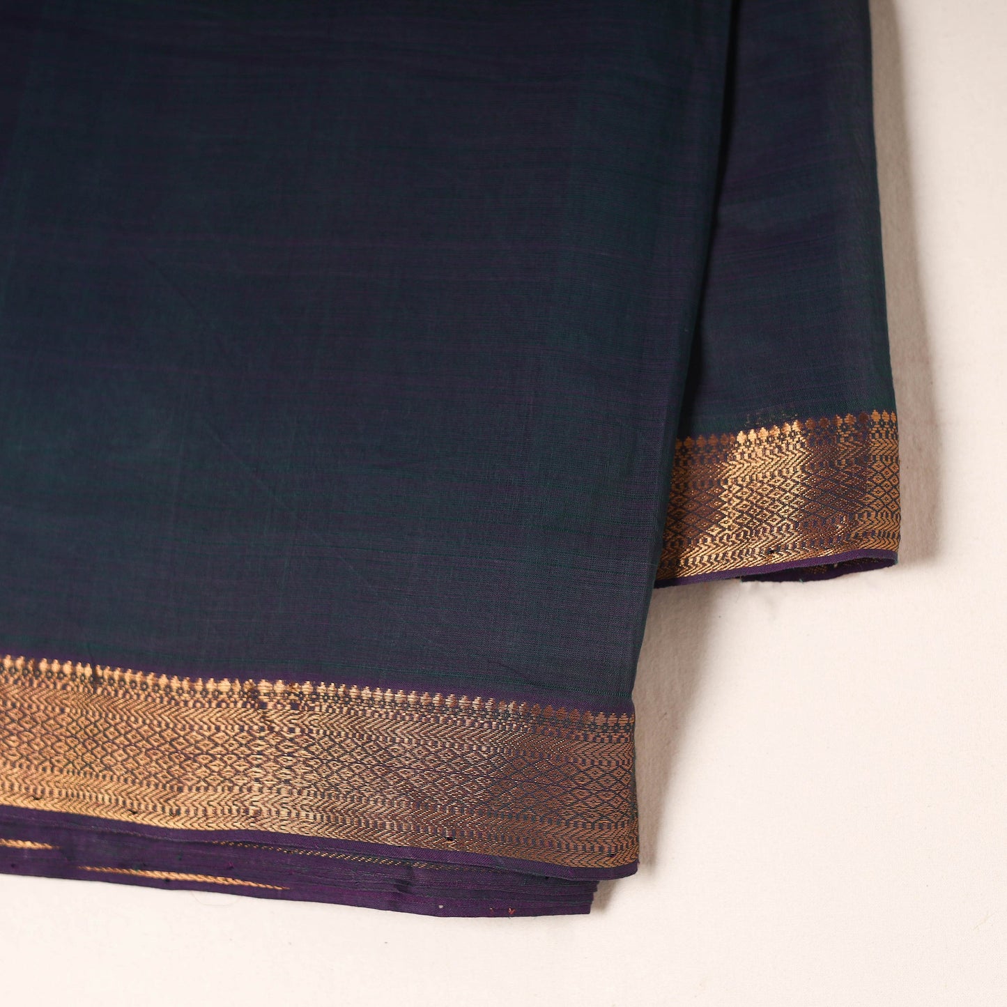 Blue - handloom cotton mangalagiri fabric with zari border