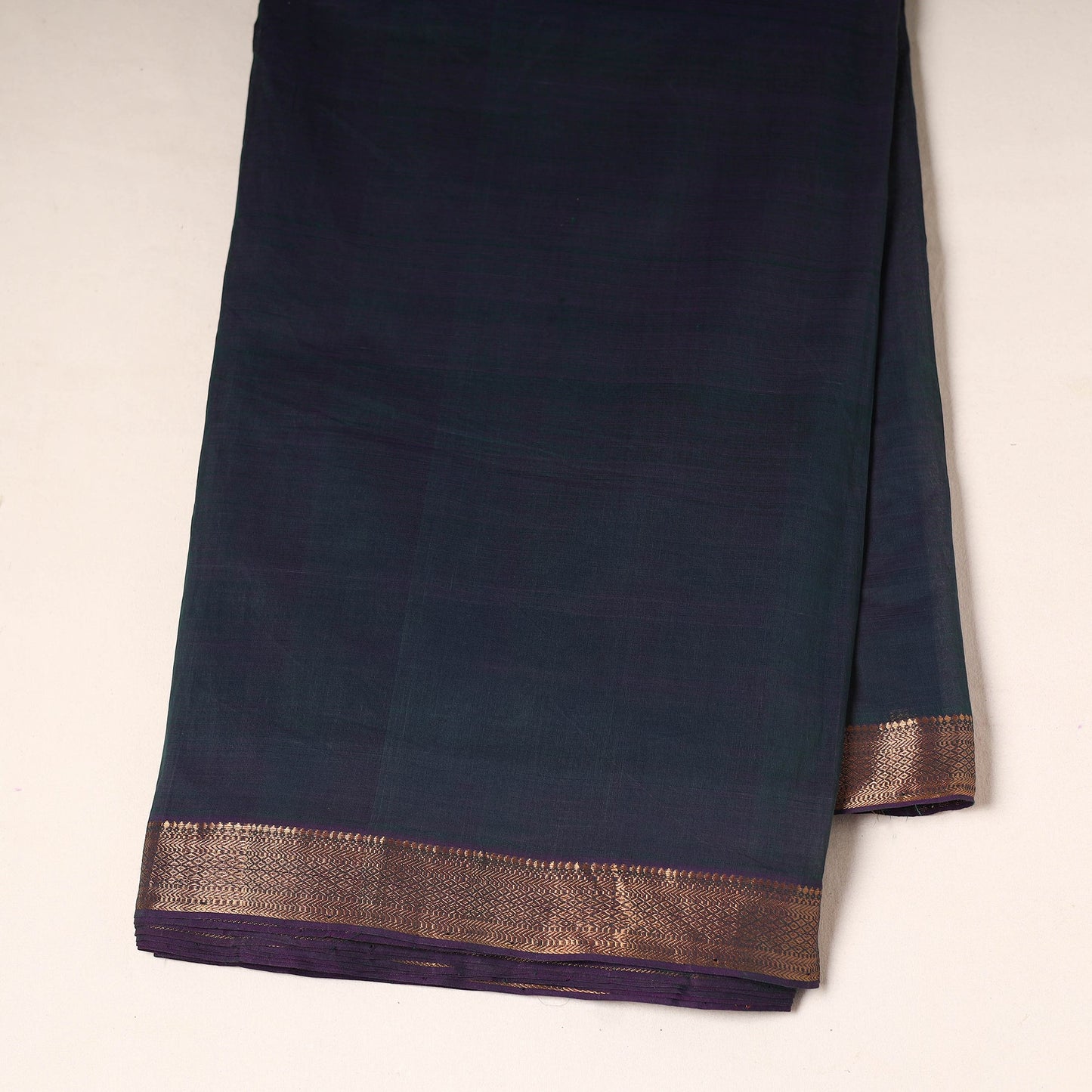 Blue - handloom cotton mangalagiri fabric with zari border