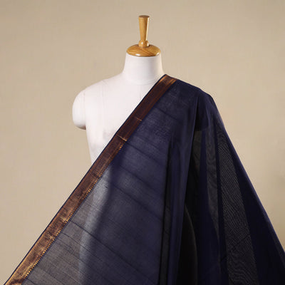 Blue - handloom cotton mangalagiri fabric with zari border