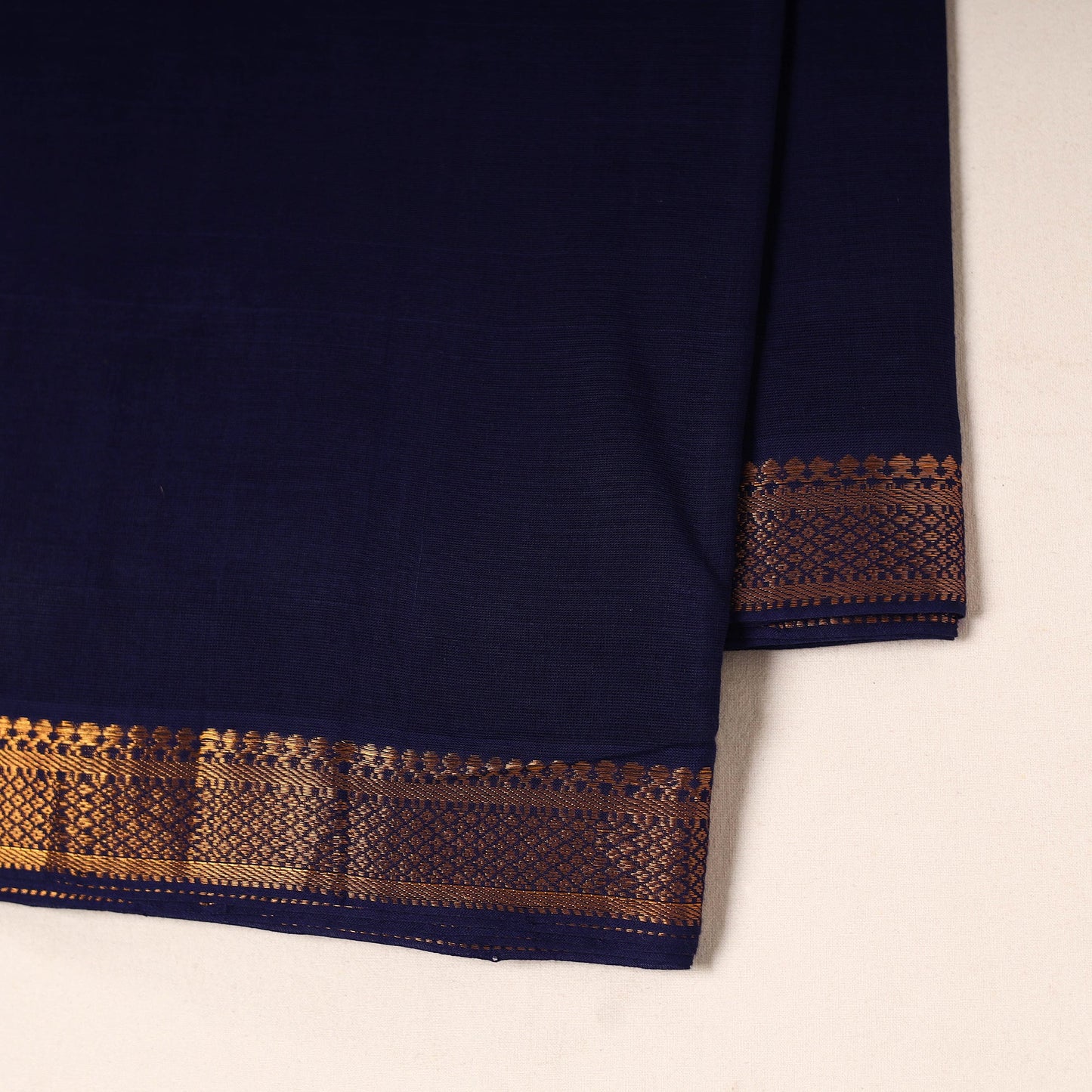 Blue - handloom cotton mangalagiri fabric with zari border