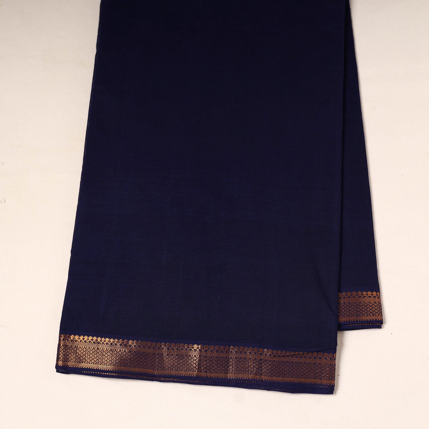 Blue - handloom cotton mangalagiri fabric with zari border