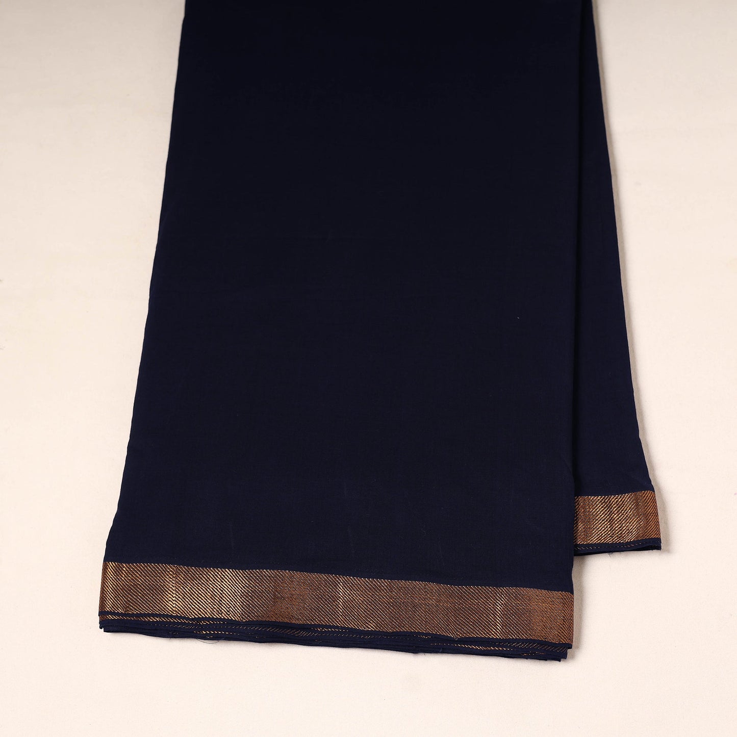 Blue - handloom cotton mangalagiri fabric with zari border
