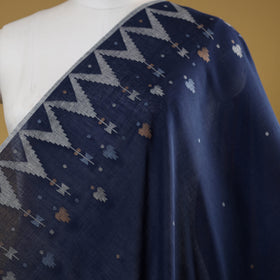 Blue - handloom cotton phulia jamdani fabric 08