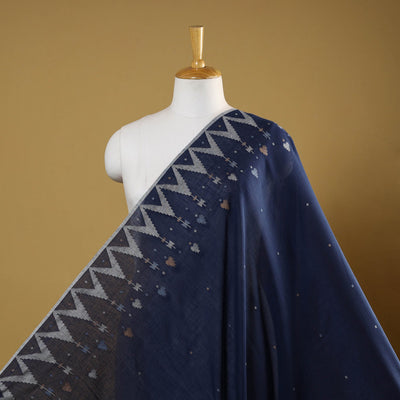 Blue - handloom cotton phulia jamdani fabric 08