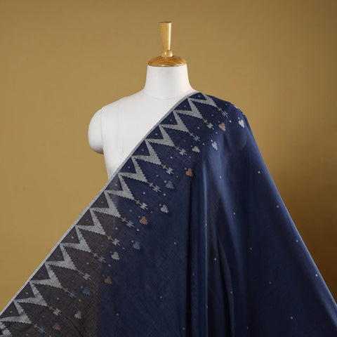 Blue - handloom cotton phulia jamdani fabric 08