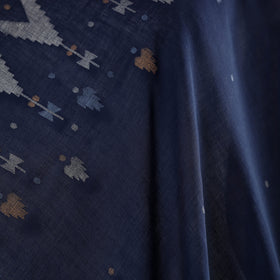 Blue - handloom cotton phulia jamdani fabric 08