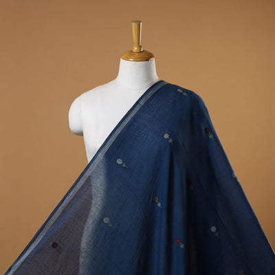 Blue - handloom cotton phulia jamdani fabric 24