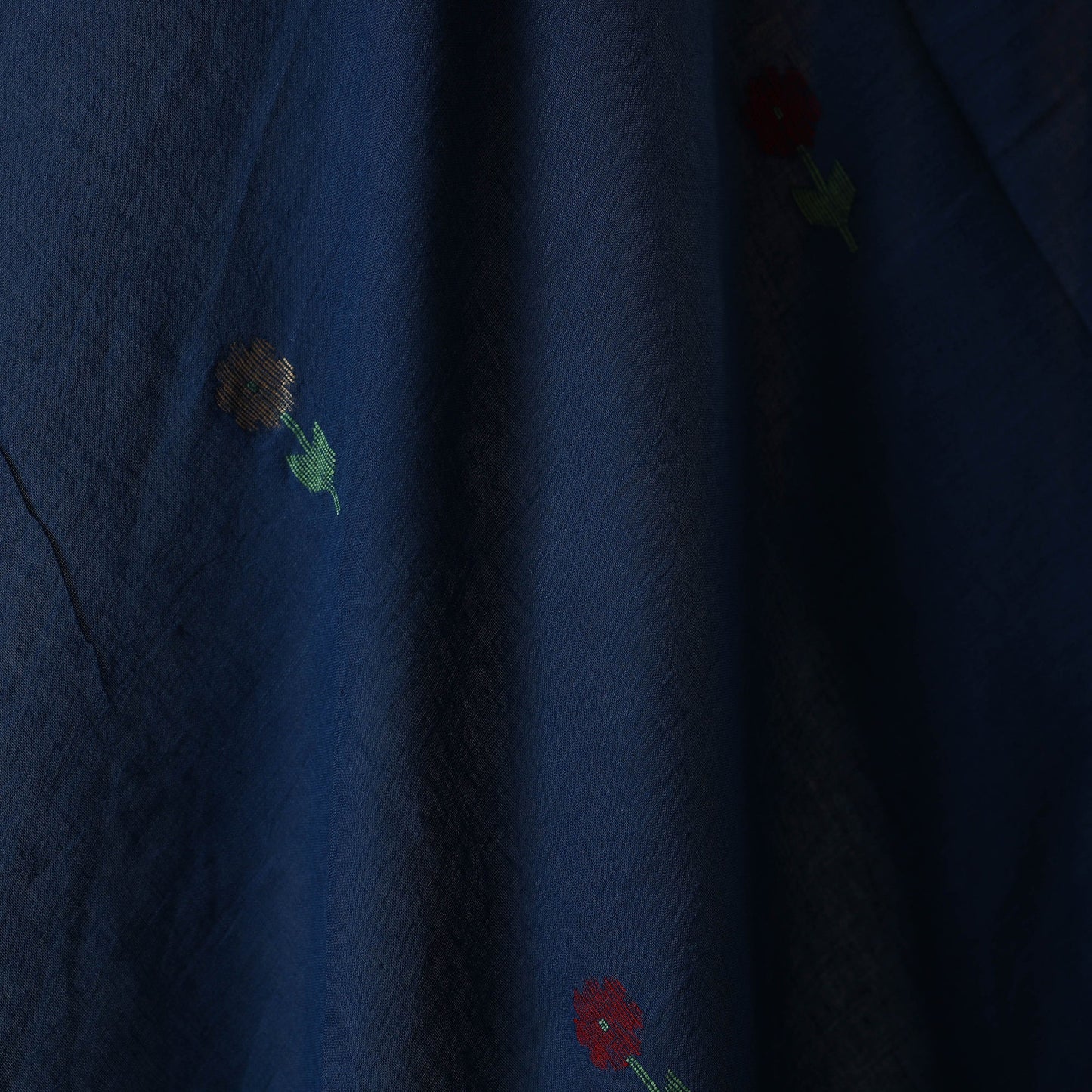 Blue - handloom cotton phulia jamdani fabric 24