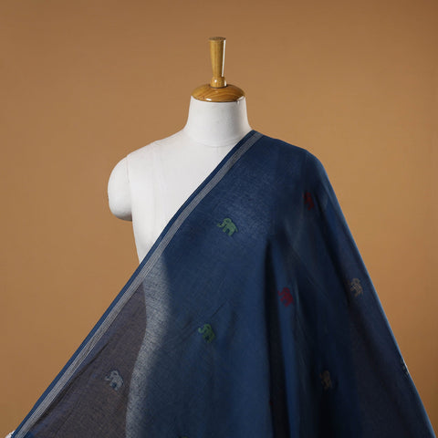 Blue - handloom cotton phulia jamdani fabric 27
