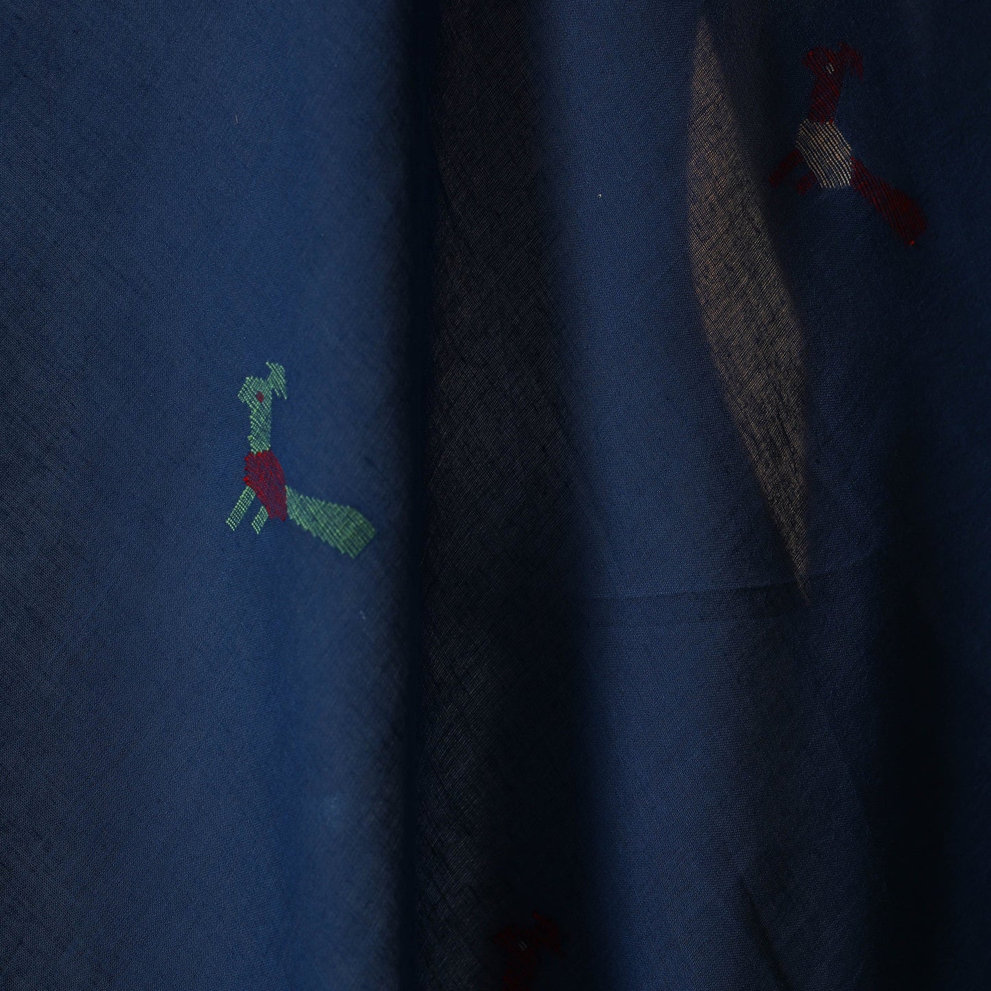 Blue - handloom cotton phulia jamdani fabric 28