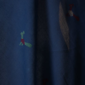 Blue - handloom cotton phulia jamdani fabric 28