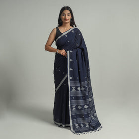  Handloom Cotton Phulia Jamdani Saree with Tassels 
