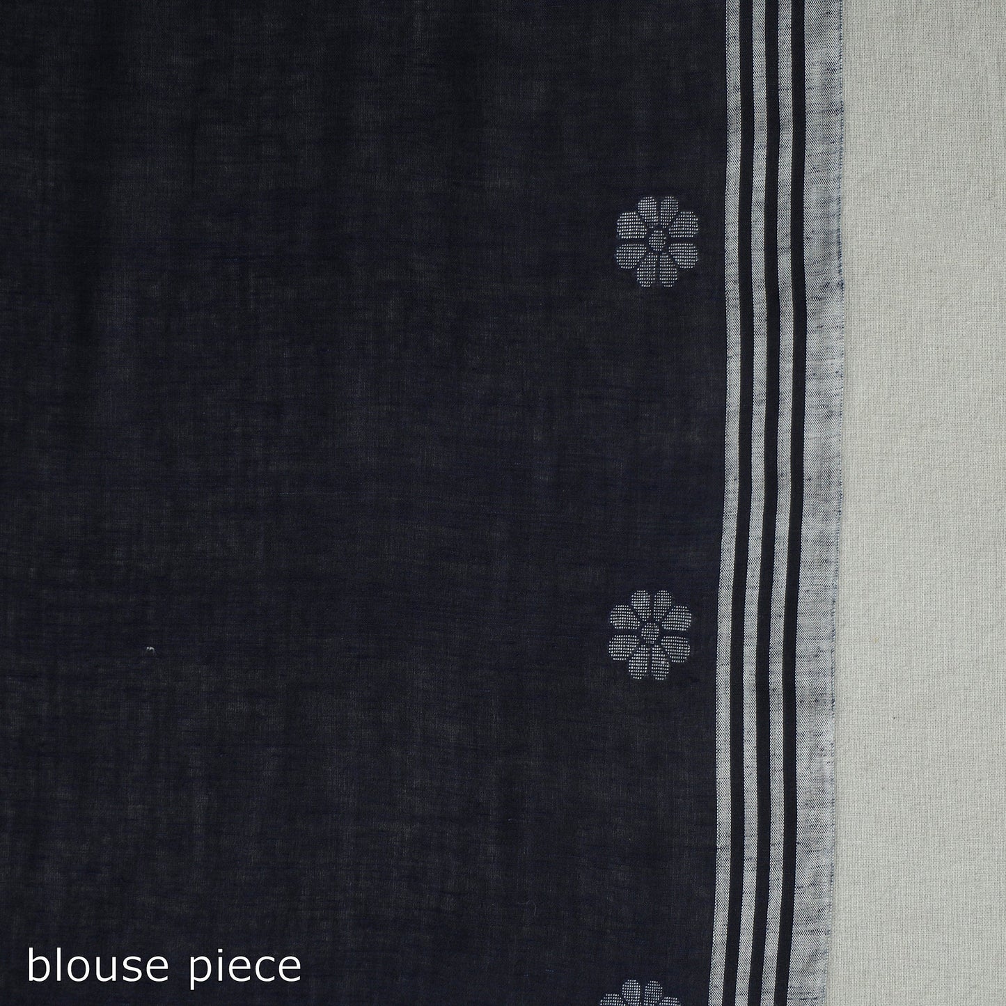  Blue Handloom Cotton Phulia Jamdani Saree with Tassels 