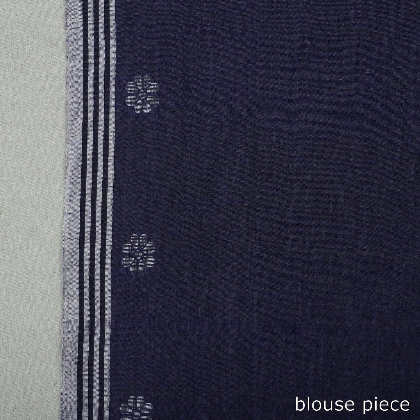 Blue - handloom cotton phulia jamdani saree with tassels 30