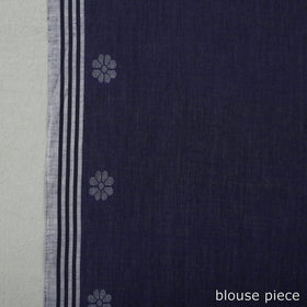 Blue - handloom cotton phulia jamdani saree with tassels 30
