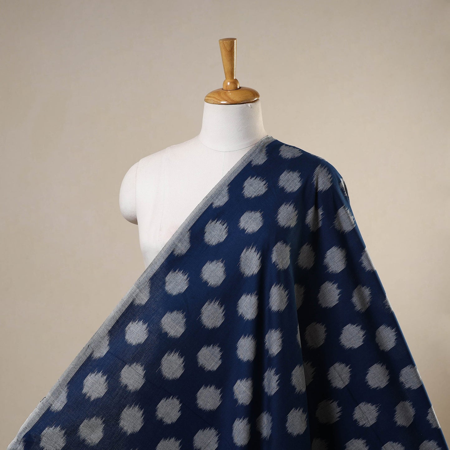 Blue - handloom cotton pochampally double ikat fabric 03