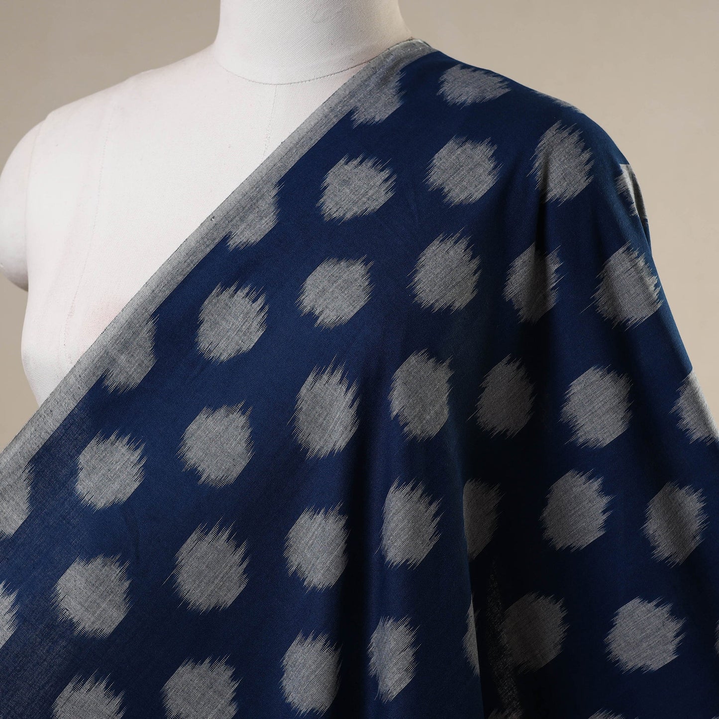 Blue - handloom cotton pochampally double ikat fabric 03