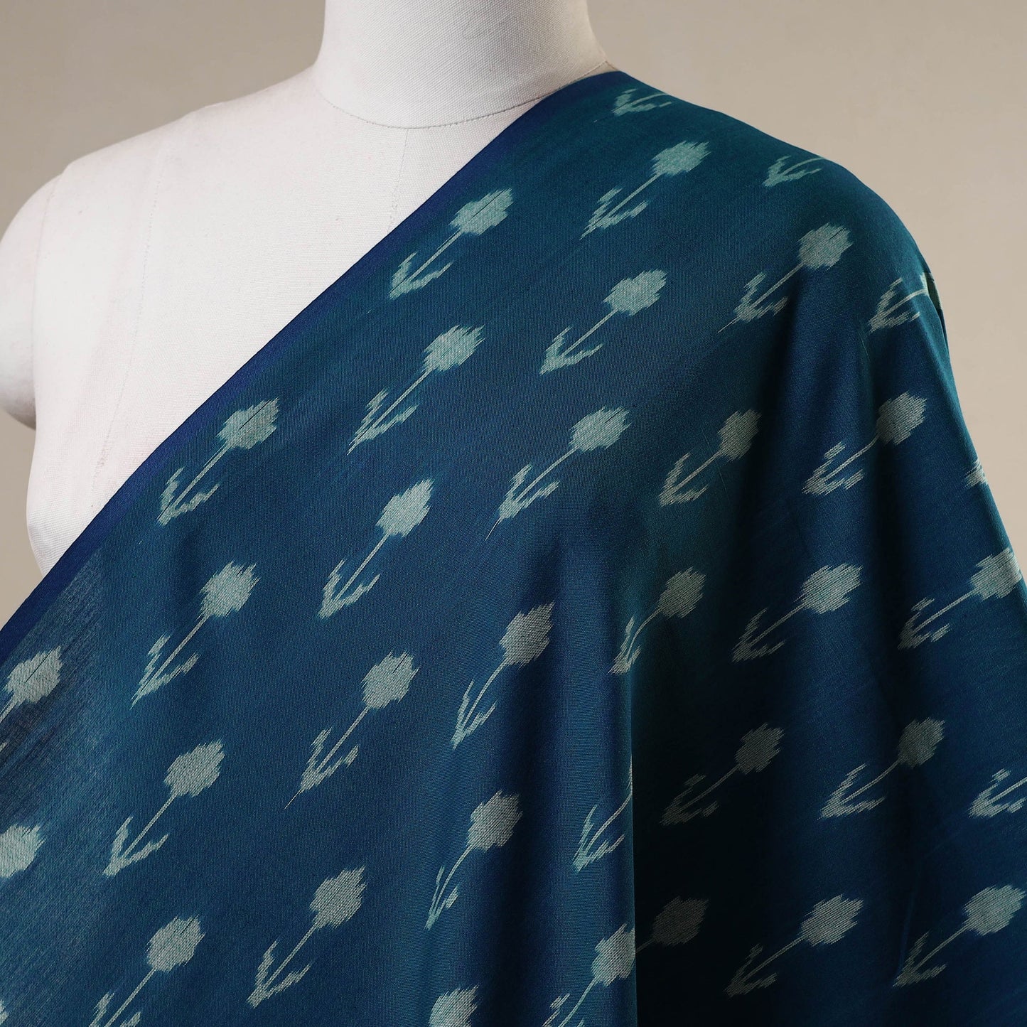 Blue - handloom cotton pochampally double ikat fabric 05