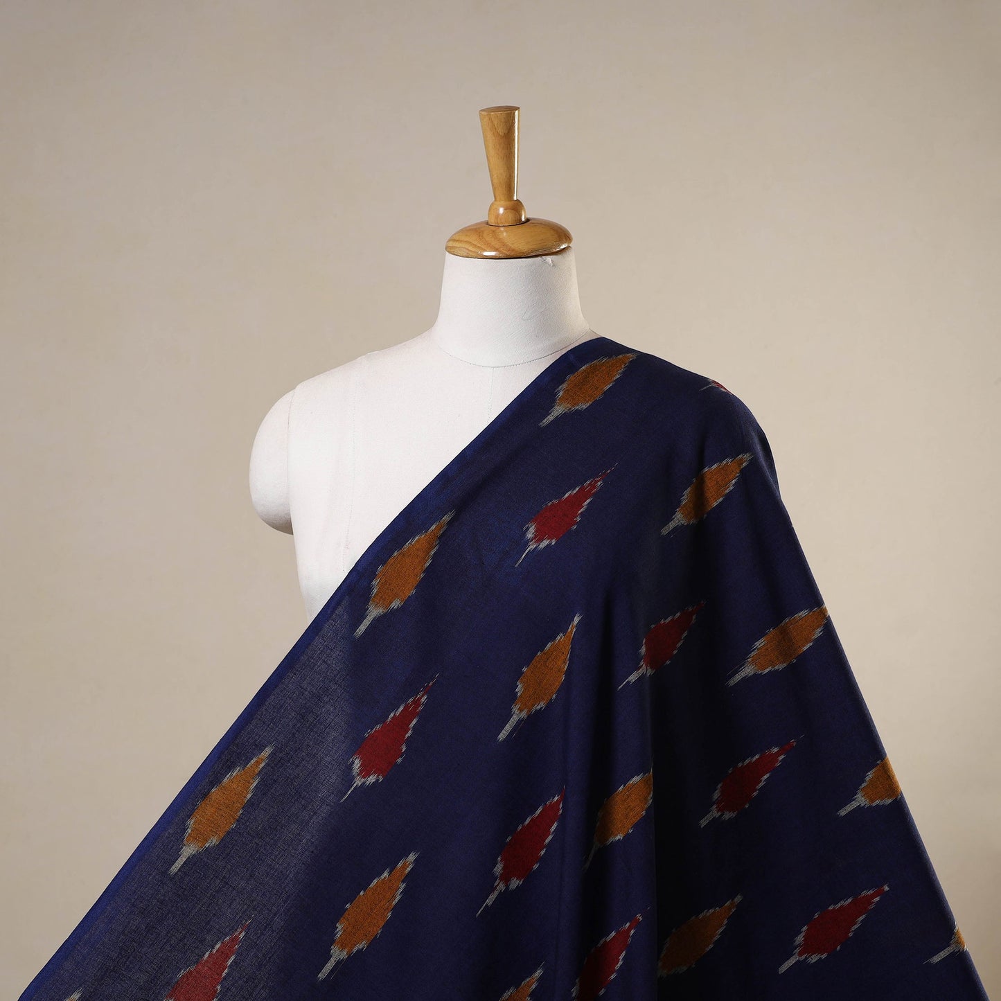 Blue - handloom cotton pochampally double ikat fabric 08