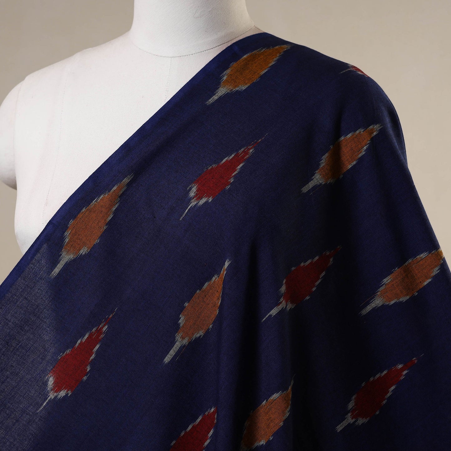 Blue - handloom cotton pochampally double ikat fabric 08