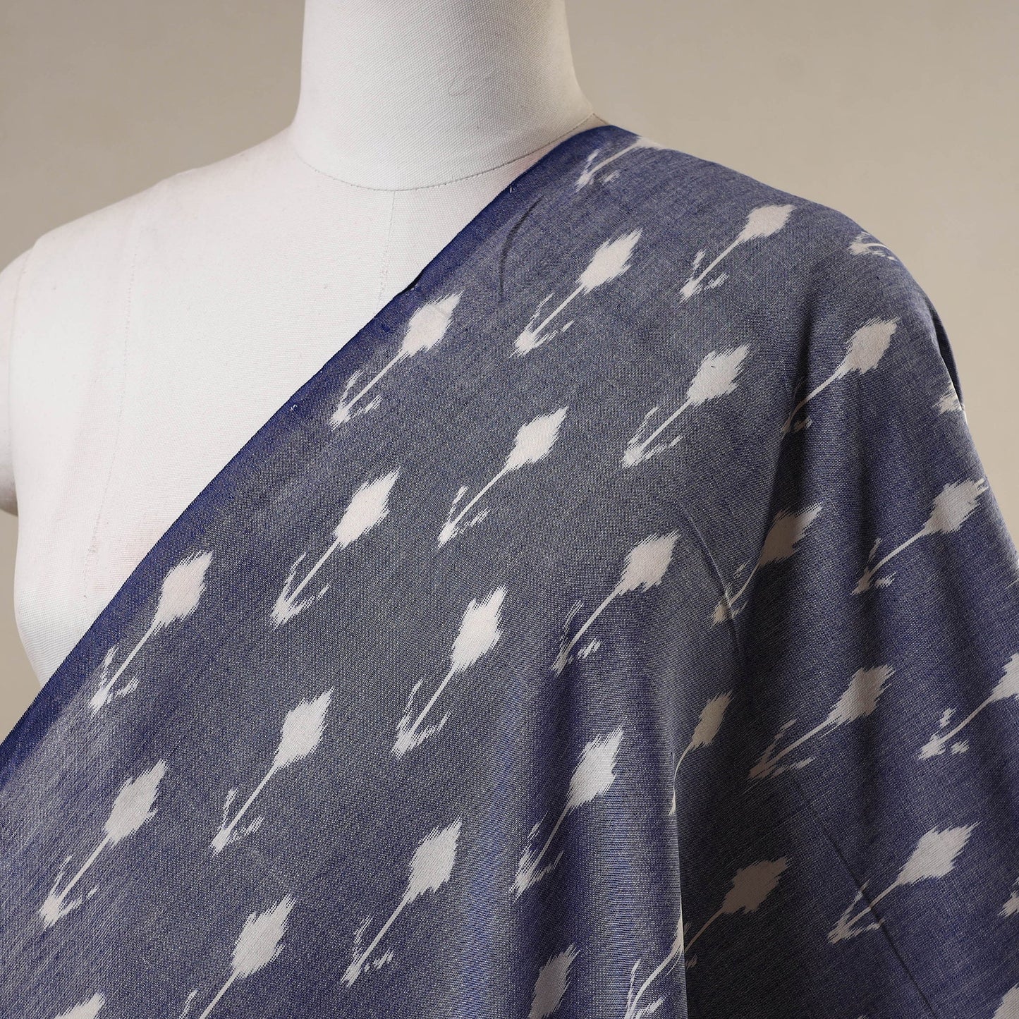 Blue - handloom cotton pochampally double ikat fabric 09