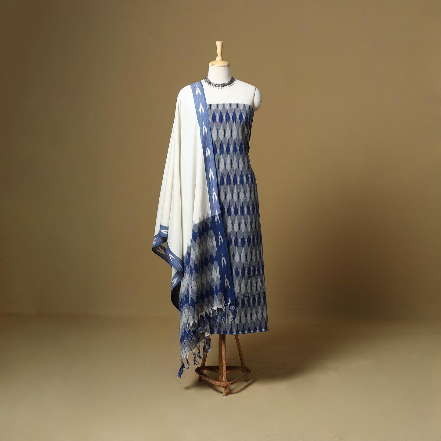 Pink - handloom cotton pochampally ikat 3pc unstitched