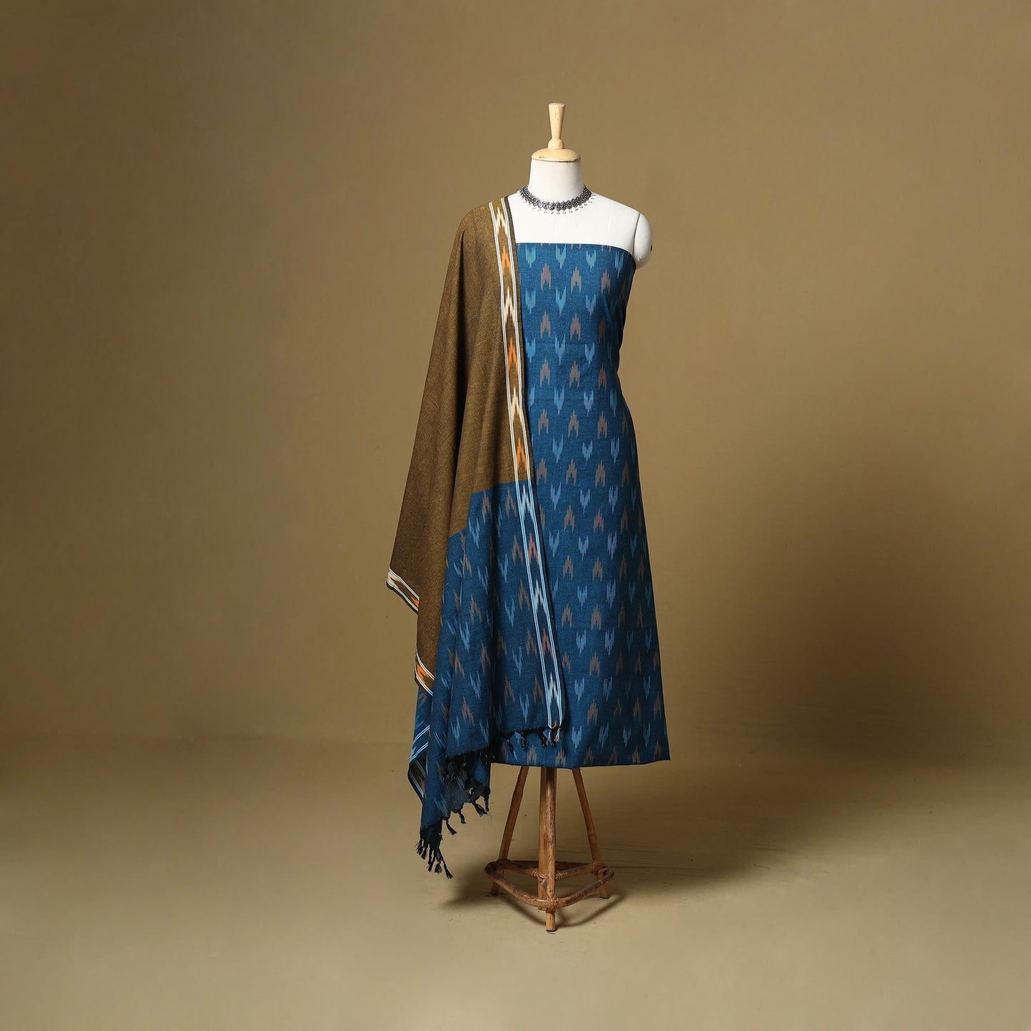 Pink - handloom cotton pochampally ikat 3pc unstitched