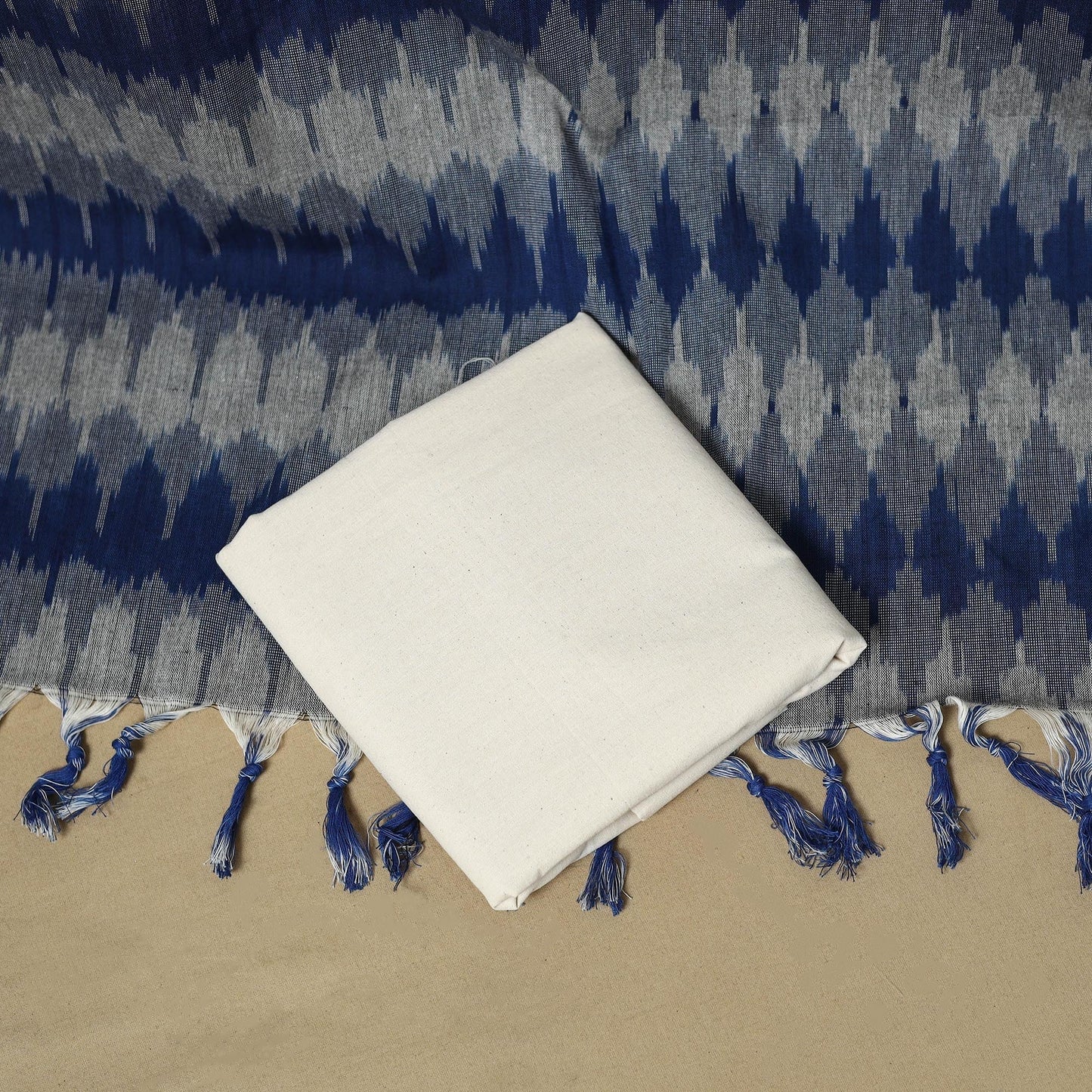 Pink - handloom cotton pochampally ikat 3pc unstitched