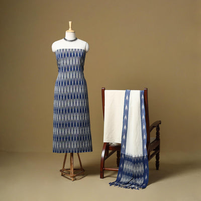 Pink - handloom cotton pochampally ikat 3pc unstitched