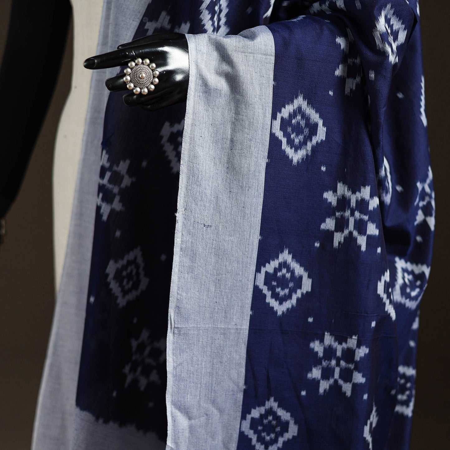 Handloom cotton pochampally ikat dupatta 13 - handcrafted