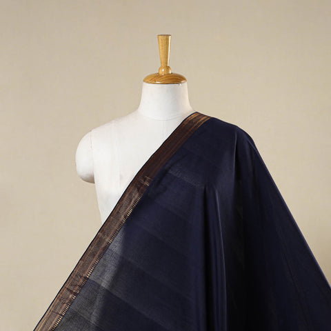 Blue - handloom cotton zari border mangalagiri fabric 07