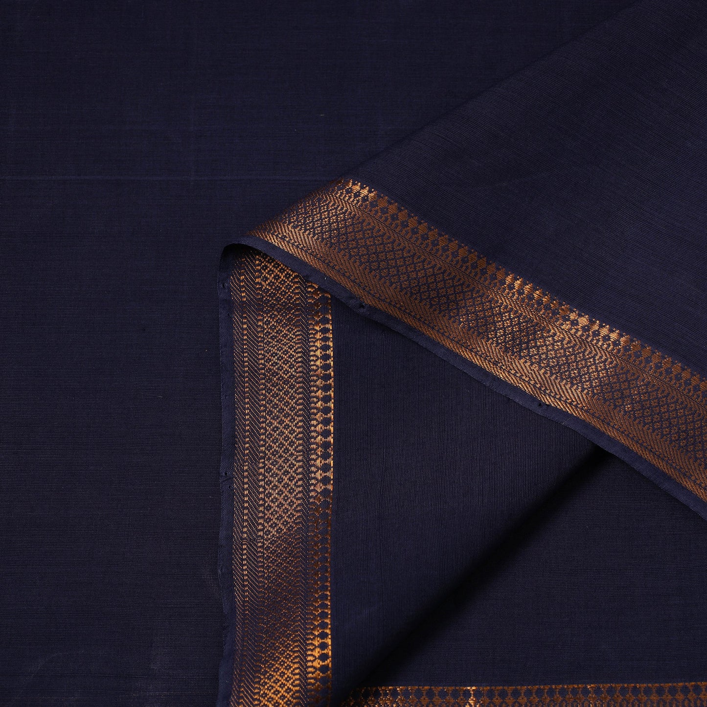 Blue - handloom cotton zari border mangalagiri fabric 07