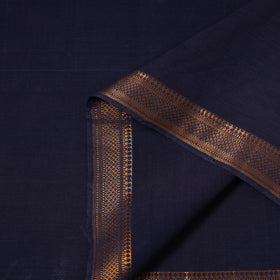 Blue - handloom cotton zari border mangalagiri fabric 07