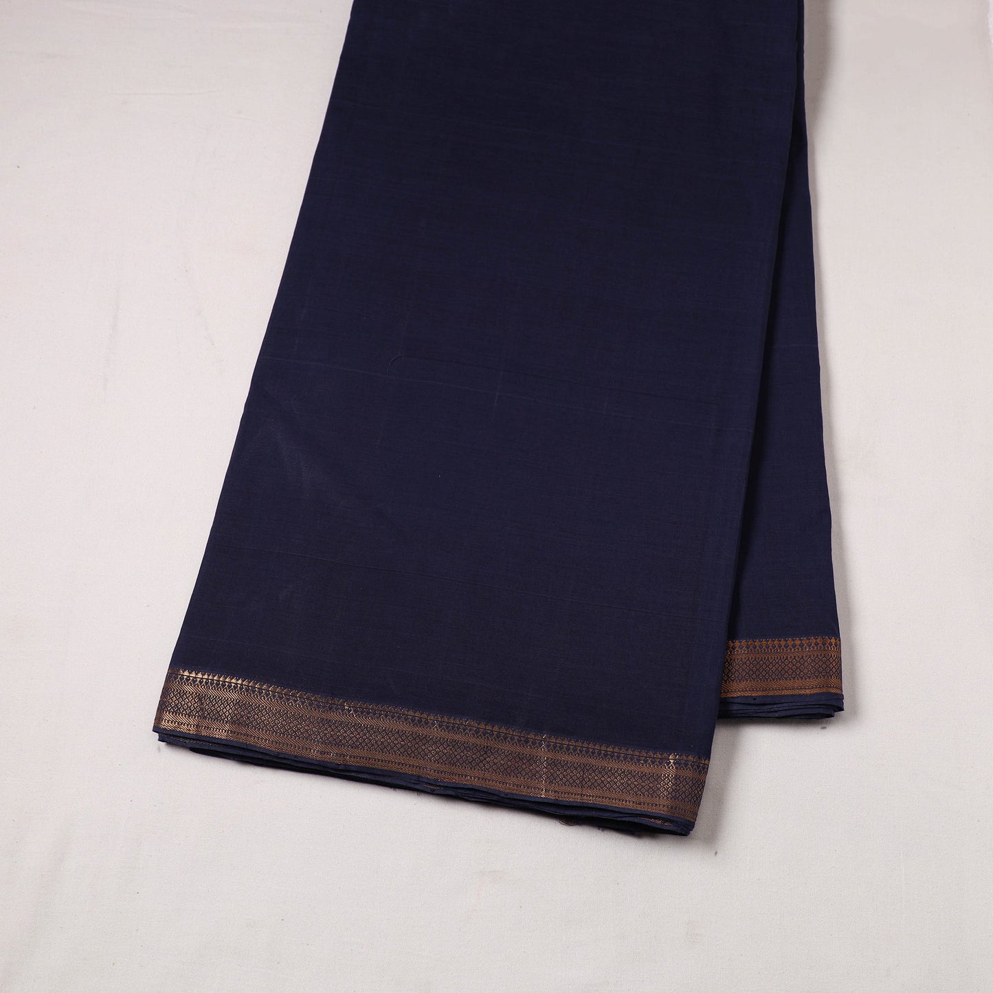Blue - handloom cotton zari border mangalagiri fabric 07