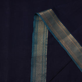 Blue - handloom cotton zari border mangalagiri fabric 12