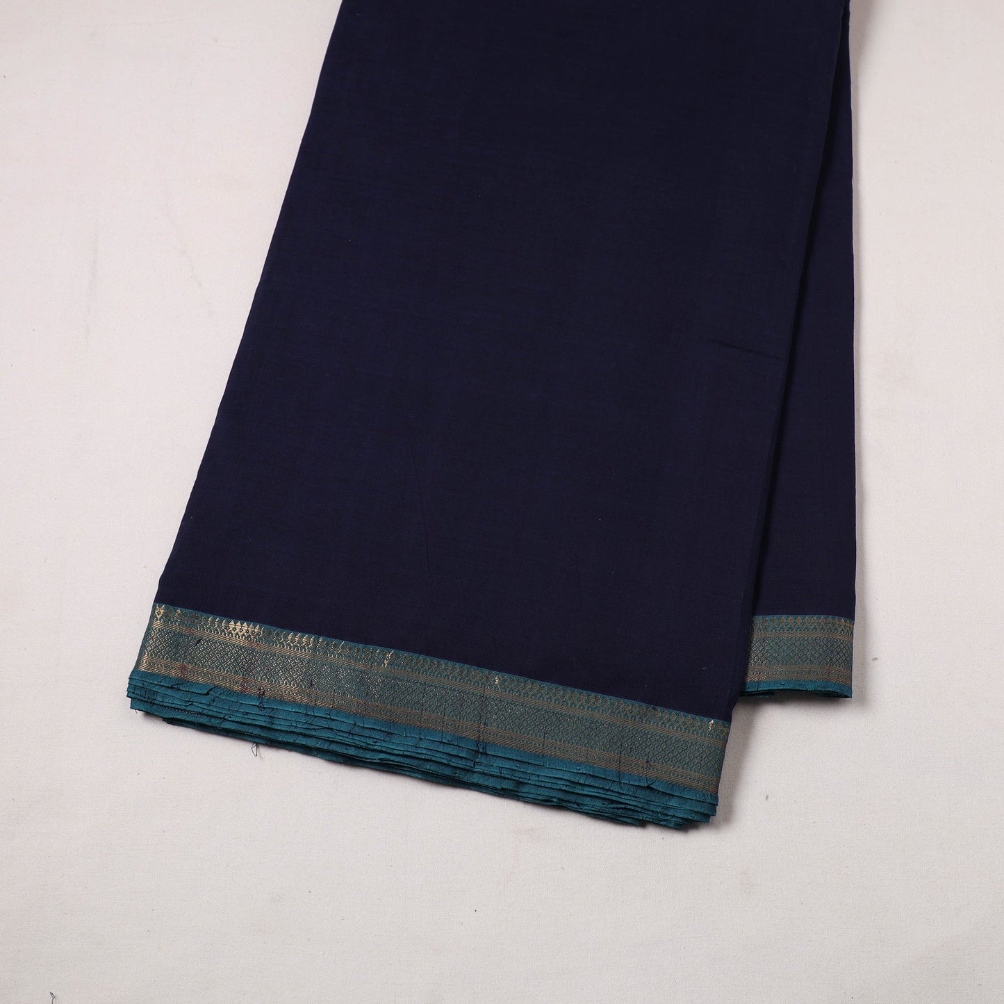 Blue - handloom cotton zari border mangalagiri fabric 12