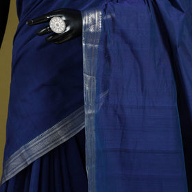 Blue - handloom cotton zari border mangalagiri saree 08