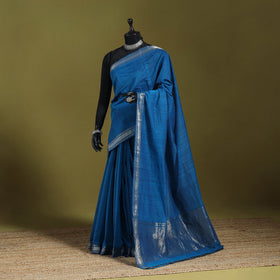 Blue - handloom cotton zari border mangalagiri saree 13