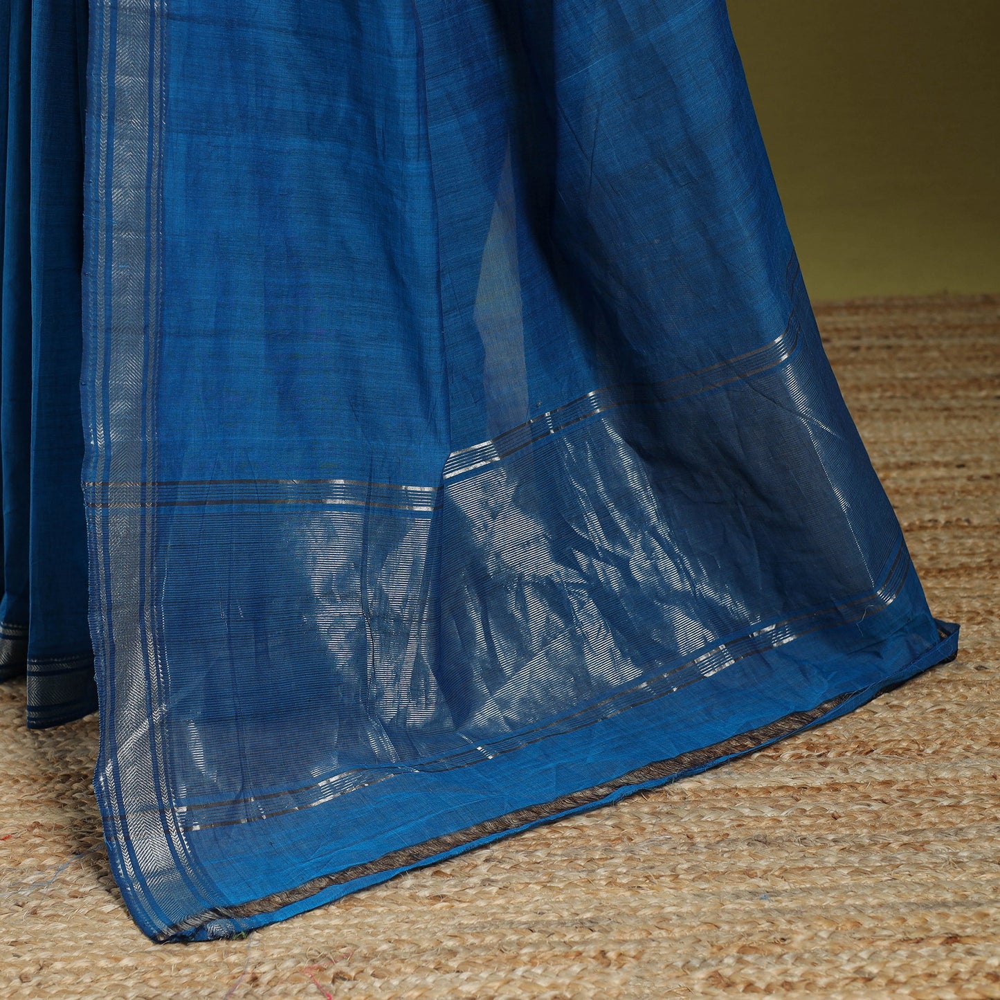 Blue - handloom cotton zari border mangalagiri saree 13