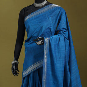 Blue - handloom cotton zari border mangalagiri saree 13
