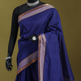Blue - handloom cotton zari border mangalagiri saree 28