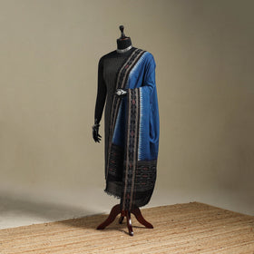 Blue - ikat weave cotton sambalpuri dupatta 36 - handcrafted