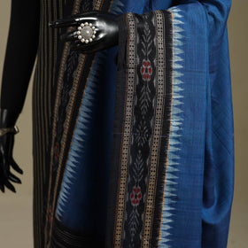 Blue - ikat weave cotton sambalpuri dupatta 36 - handcrafted