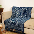 Blue - handloom jaipur cotton sofa throw 02 - handcrafted