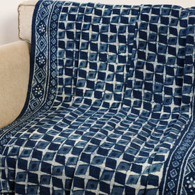 Blue - handloom jaipur cotton sofa throw 02 - handcrafted